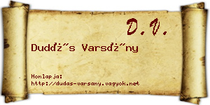 Dudás Varsány névjegykártya